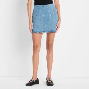 Denim Studded Mini Future Collective Skirt, 6